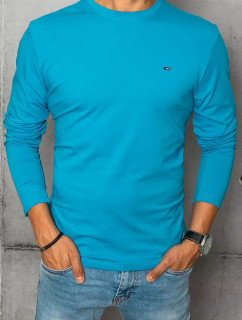 Pánské tyrkysové tričko Dstreet LX0538 s dlouhým rukávem