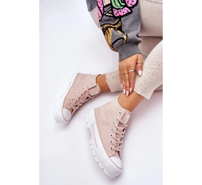 Vysoký Látkové tenisky na platformě Big Star LL274157 Nude Vysoký Látkové tenisky na platformě Big Star LL274157 Nude