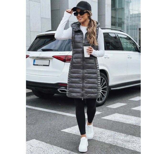 Dámská prošívaná vesta s kapucí šedá FashionStreet TY5254