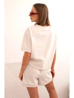 Dámská punto souprava s krátkým rukávem a volnými šortkami beżowy Dámská punto souprava s krátkým rukávem a volnými šortkami beżowy