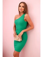 Dámská bavlněná šaty na jedno rameno s obepínajícím střihem zelená Dámská bavlněná šaty na jedno rameno s obepínajícím střihem zelená