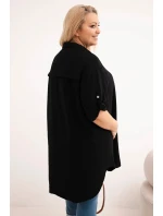 Dámská košile Plus Size z viskózy s delší zadní částí černá Dámská košile Plus Size z viskózy s delší zadní částí černá