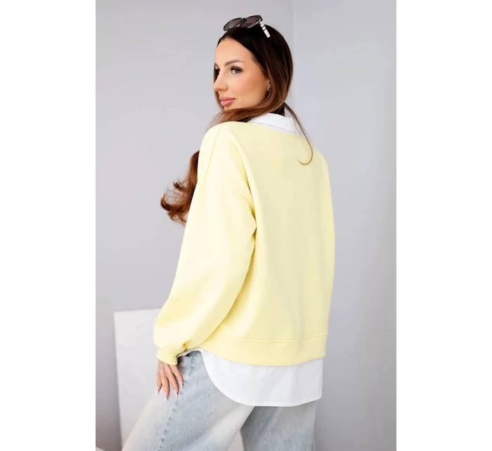 Dámská máslová mikina z viskózy s model 22014147 vsadkou žlutá - K-Fashion