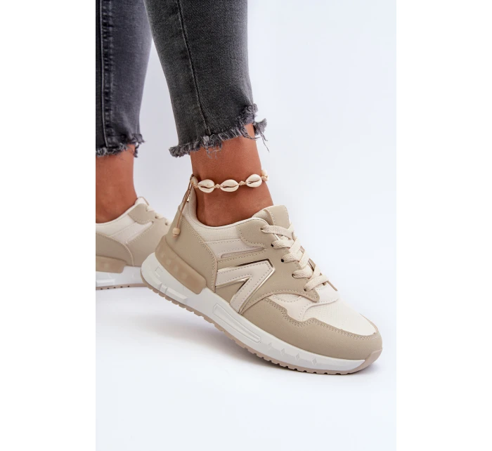 Dámské tenisky z ekologické kůže béžové model 21657655 - Boto Dámské tenisky z ekologické kůže béžové model 21657655 - Boto