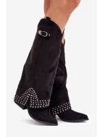 Kozačky S Svrškem Na Podpatku Černé model 21681450 - Boto