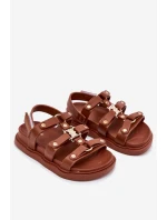 Dívčí sandály se zlatým detailem hnědé Lunessa Dívčí sandály se zlatým detailem hnědé Lunessa