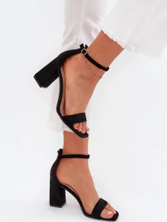 Dámské Sandály Na Podpatku Z Eko Semiše Černé Elirae