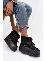 Dámské sněhule s kožíškem typu vázané Černé model 21757752 - Boto