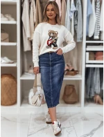 Džínová midi sukně s rozparkem MERITTA navy blue FashionStreet CY0482 Džínová midi sukně s rozparkem MERITTA navy blue FashionStreet CY0482