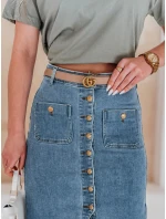 GUZIKOVA modrá midi džínová sukně FashionStreet CY0509 GUZIKOVA modrá midi džínová sukně FashionStreet CY0509