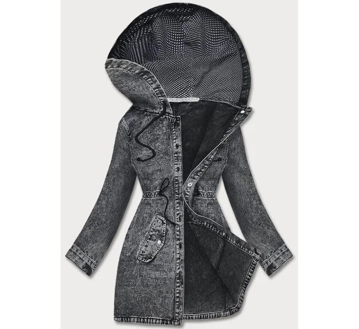 Černá dámská džínová bunda na knoflíky (C187)