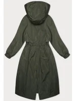 Volná dlouhá bunda v khaki barvě s kapucí (TR982)