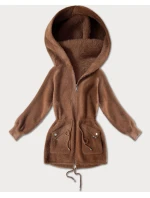 Přehoz přes oblečení typu alpaka v karamelové barvě s kapsami (W010#)