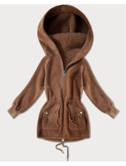 Přehoz přes oblečení typu alpaka v karamelové barvě s kapsami (W010#)