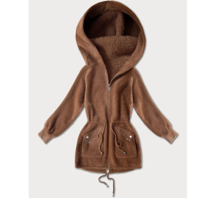 Přehoz přes oblečení typu alpaka v karamelové barvě s kapsami (W010#)