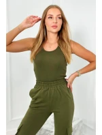 Set 3 v 1 mikina + top + kalhoty khaki