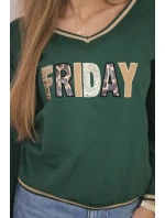 Dámská mikina s flitrovým nápisem zelený