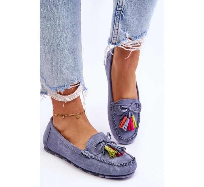 Semišové Mokasíny S Mašlí A Modre model 21623158 - Boto