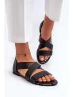 Černé kožené sandály se model 21657944 - EVENTO Černé kožené sandály se model 21657944 - EVENTO