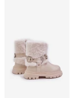 Eko Kožené Boty Pro S Kožíškem A Přezkami Béžové model 21678938 - Boto Eko Kožené Boty Pro S Kožíškem A Přezkami Béžové model 21678938 - Boto