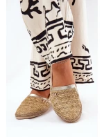 Elegantní Kožené Espadrilky S Pletením Béžovo-Zlaté Zazoo 10178