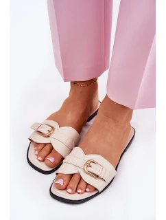 Ploché Dámské Pantofle Se Zlatou Béžové model 21689691 - Boto