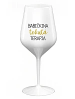 BABIČKINA TEKUTÁ TERAPIA - biely nerozbitný pohár na víno 470 ml