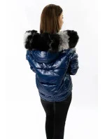 Tmavě modro-šedá oboustranná dámská bunda (b9555) Tmavě modro-šedá oboustranná dámská bunda (b9555)