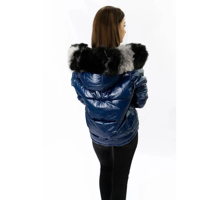 Tmavě modro-šedá oboustranná dámská bunda (b9555) Tmavě modro-šedá oboustranná dámská bunda (b9555)