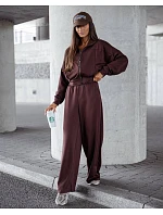 Komplet damski spodnie i bluza ze stójką czekoladowy model 21470459 - Moon Komplet damski spodnie i bluza ze stójką czekoladowy model 21470459 - Moon