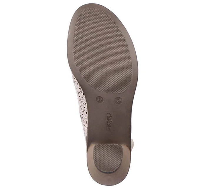 Kožené sandály na podpatku Rieker W RKR49B beige Kožené sandály na podpatku Rieker W RKR49B beige