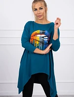 Oversize halenka s potiskem duhových rtů marine