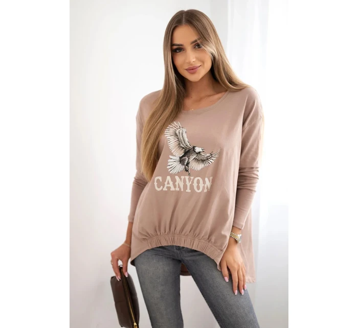 Dámská halenka s model 21138054 a nápisem Canyon velbloud - K-Fashion