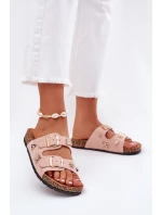 Dámské pantofle na korkové podrážce s a ozdobami světle růžové model 21687398 - Boto