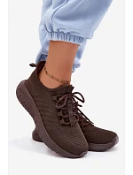 Lehké sportovní slip-on boty dámské textilní Big Star UU274055 Čokoládové