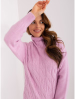 Světle fialový kabelový pletený svetr