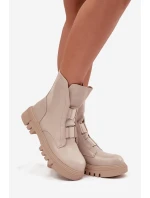 Dámské zateplené workery na zip z eko kůže Jezzi Mailyra – světle béžové