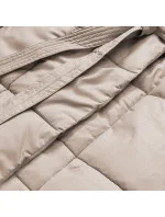 Světle béžový dámský zimní kabát s páskem (2M-061) Světle béžový dámský zimní kabát s páskem (2M-061)