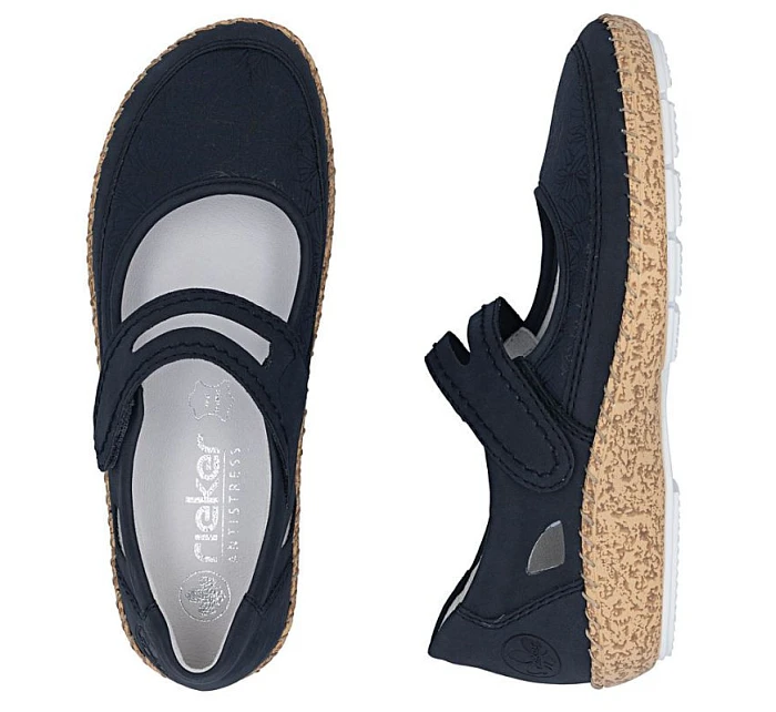 Dámská obuv na suchý zip tmavě modrá model 22060750 - Rieker Dámská obuv na suchý zip tmavě modrá model 22060750 - Rieker