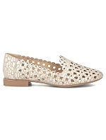 Dámské kožené ažurové polobotky béžové barvy Filippo model 22079006 Dámské kožené ažurové polobotky béžové barvy Filippo model 22079006