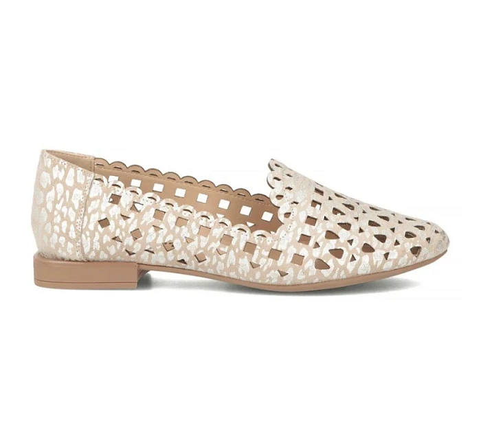 Dámské kožené ažurové polobotky béžové barvy Filippo model 22079006 Dámské kožené ažurové polobotky béžové barvy Filippo model 22079006