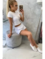 Bavlněná souprava se šortkami bílá