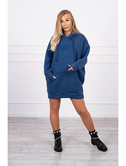 Zateplená mikina s vyšívaným model 18747352 oversize denim - K-Fashion
