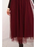 Dámská midi sukně model 21784985 s podšívkou viskóza bordová - K-Fashion Dámská midi sukně model 21784985 s podšívkou viskóza bordová - K-Fashion