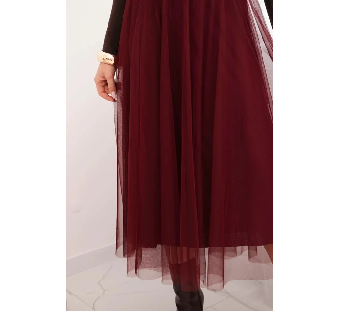 Dámská midi sukně model 21784985 s podšívkou viskóza bordová - K-Fashion Dámská midi sukně model 21784985 s podšívkou viskóza bordová - K-Fashion