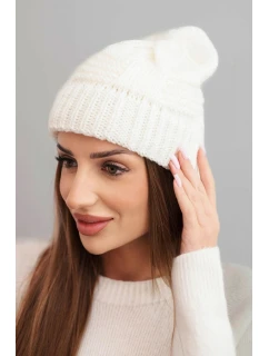 Dámská zimní čepice vlněná s krystaly a vzorem model 21859335 mocca - K-Fashion