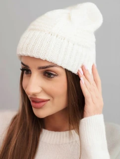 Dámská zimní čepice vlněná s krystaly a vzorem model 21859335 mocca - K-Fashion