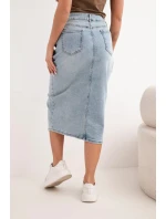 Dámská midi džínová sukně s rozparkem vpředu džínová