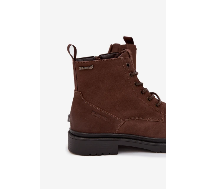 Semišové Zateplené Kotníkové Boty Na Zip Big Star OO174229 Hnědé
