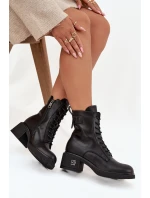 Zateplené dámské kotníkové boty z pravé kůže na klínku Vinceza 66819 Černé